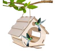 Wooden Bird Feeder - Hanging DIY Birdhouse, Easy Clean Large Capacity Outdoor | Long Lasting Elegant Backyard Garden Assemble Aesthetics Patio Feeding Station Lightweight Wood For Wild Birds