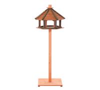 PawHut Wooden Bird Feeder Bird Table with Roof for Outside Use Brown 130cm | TJ Hughes