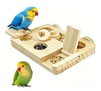 Wooden Bird Foraging Puzzle Toys, Wooden Foraging Small Animals, Bird Foragings Platform, Birds Foragings Feeder Toy for Small Pet, with Slider, Suitable for Parrots, Hamsters and Other Small Pets