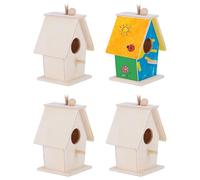 Wooden Bird House, 4Pcs Mini Hanging Birdhouse Nesting Box Natural Unfinished Wood Bird Nests for Outdoor Garden Courtyard Decoration