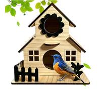 Wooden Bird House Bird Guard with Multiple Holes 8.4 Inch Weatherproof Wooden Nesting Box Use for Thrush Hummingbird Outdoor Garden Balcony Patio Courtyard Bird Nesting House V