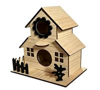Wooden Bird House, Bird Nesting Protection, 8.07 x 4.92 Inch Bird Feeder with Weatherproof Coating, Bluebird House with Multiple Entrance Holes, Natural Solid Wood for the Hi