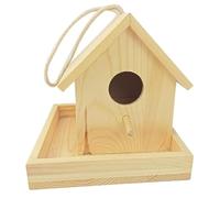 Wooden Bird House Feeder, Outdoor Nesting Box, 6.77x6.77 inches Decorative Cottage Cave, Ideal for Parrots, Garden Patio Hanging Birdhouse, and Weatherproof Wood Nest