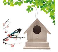 Wooden Bird House for Outdoor Hanging, Natural Solid Wood Birdhouse and Feeder for Garden Decor, Creative Nesting Box for Wild Birds Hummingbird, Multiple (Pine wood natural color)