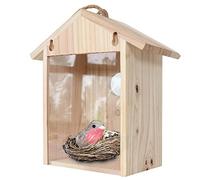 Wooden Bird House for Outside Window Bird Nesting Box See Through Birdhouse with Strong Suction Cups for Blue Birds Houses for Outside
