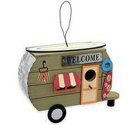 Wooden Bird House in Caravan Design, Nesting Box for Hanging, Bird Feeder House for Birds (Camper Welcome)
