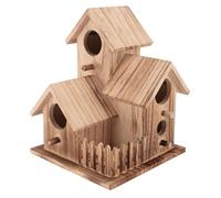 Wooden Bird House Natural Outdoor Bird Feeder Nesting Box with Roof for Garden Patio Courtyard Decoration Countryside Cottage Style Paulownia Wood 6.2x6.2x7.9 Inches