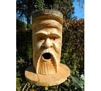 Green Man Bird House H25cm - Hand-Carved Wooden Nesting Box for Small Birds - Unique Hanging Garden Tree Decor - Sustainable Gift Inspired by Old Man of the Woods & Hern the Hunter