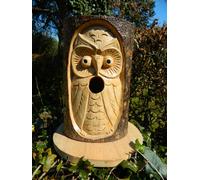 Wooden Bird House Nesting Box - Owl Design