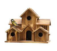 Wooden Bird House, Rustic and Decorative Bird House for Outdoor Use with Multiple Entrance Holes, Garden Decoration and Hanger for the Bird House, For Use in Garden, Balcony, Lawn