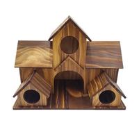 Wooden Bird House - Rustic Large Wooden House with Multiple Holes for Outdoor Use, Nesting Box for Bird Families, Perfect for Yard, Balcony, Lawn, Path, Garden and Outdoor Areas