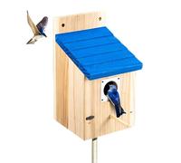 Wooden Bird House - Ventilated Finch Swallow Nesting Box | with Metal Protective Flap and Lock, Wooden Nesting Boxes | for Egg Protection, Senior Hobby Activity, Observation in the Garden and on the