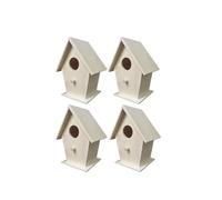 Wooden Bird House Wall Mounting for Small Birds Nice Bird Nest Designed With Perches Solid Birdhouse Weatherproof for Garden, Backyard(White 4pcs)