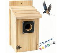 Wooden Bird Houses for Outside with Paint Set, Crafts & DIY Birdhouse Kits for Adults & Kids to Build, Bird House Outdoor for Bluebird Finch Swallow Wren Chickadee