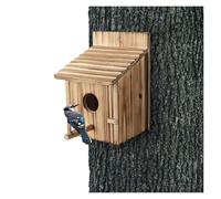 Wooden Bird Houses for Outside with Pole Wood Bird House for Finch Bluebird Cardinals Hanging Birdhouse Garden Country Cottages for Garden, Backyard