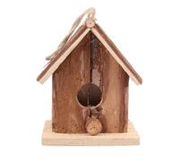Wooden Bird Nest Double Slanted Bark Edge Bird House