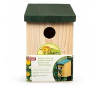 Wooden Bird Nesting Box for Garden Birds | Natural Timber Bird House with Hinged Roof | Wall & Tree Mountable | 3cm Entry Hole | Nest Box for Blue Tits, Sparrows, Robins & Wild Birds