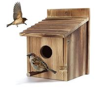 Wooden Bird Nesting Box, Large Bird House with Detachable Perch, Outdoor Hanging Birdhouse for Small Wild Birds, for Mockingbirds, Hummingbirds, Blue Tits, for Outdoor Garden Patio, 15x15x22 cm