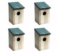 Wooden Bird Nesting Box Small Wild Birds Blue Tit Robin Sparrow House Nest 4pc