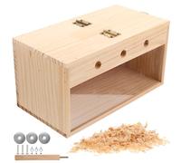 Wooden Bird Nesting Box with Lid Buckle and Feeding Hole | Easy Mounting and Cleaning, Table Bottom Design, Natural Wood Grain, for Parrot Owners and PET Birds