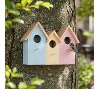 Garden Mile® Novelty 3 In 1 Wooden Wild Garden Bird Houses Nesting Box Predator Proof Small Birds Sparrows, Tits Robin Nester Garden Ornament