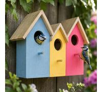 Garden Mile® Novelty 3 In 1 Wooden Wild Garden Bird Houses Nesting Box Predator Proof Small Birds Sparrows, Tits Robin Nester Garden Ornament