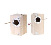 Wooden Bird Nesting Breeding Box House Parakeet Mating For Case With Clear Windo Parrot Cage