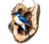 Wooden Bird Ornament, Blue Bird Garden Ornaments Outdoor, Realistic Birds Pendant, Rustic Wooden Plaques, Flat Hanging Ornaments for Outside, Garden, Patio, Windows, Tree & Fence Decor