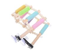 Wooden Bird Parrot Ladder with Suction Cup Hanging Design | Bridge Style Stable Placement, Rope and Wood Material, for Bird Cage Enrichment and Lovebirds