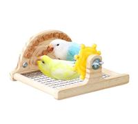 Wooden Bird Perch Stand,Stainless Steel Parrot Perch Easy Clean Parakeet Stand, Rust-Resistant Bird cage Accessories for Budgie, Cockatiel, Green Cheek, Quaker, Hamster (Style A, One Size)