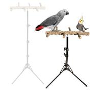 Wooden Bird Perch Stand with a Height Adjustable Tripod, Bird Training Accessories for Indoor or Outdoor, Birds Stand for African Grey, Budgies, Cockatiels, Lovebirds, Conures, Small to Medium Birds