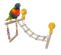 Wooden Bird Perch - Suction Cup, Climbing Support with Exercise Training, Beak Trimming with Natural Grinding, Structure, Cage Accessory for Promoting Healthy Foot