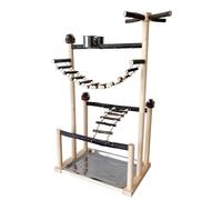 Wooden Bird Playstand With Removable Cleaning Tray Feeding Cups Metal Screws Climbing Ladder For Parrot Enrichment