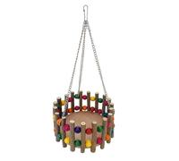 Wooden Bird Shelter Hammock Bed with Metal Frame Hanging Swing for Small Parrots Physical Development and Entertainment Bird Swing