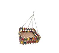 Wooden Bird Shelter Hammock Bed with Metal Frame Hanging Swing for Small Parrots Physical Development and Entertainment Bird Swing