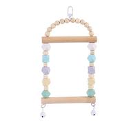 Wooden Bird Swing Parrot Chewing Perch Hanging With Bells Beads Cage Toy For Small Parakeet Lovebird Cockatiel