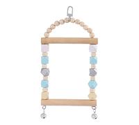 Wooden Bird Swing Parrot Chewing Perch Hanging With Bells Beads Cage Toy For Small Parakeet Lovebird Cockatiel