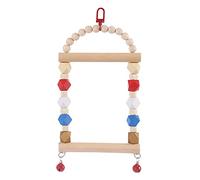 Wooden Bird Swing Parrot Chewing Perch Hanging With Bells Beads Cage Toy For Small Parakeet Lovebird Cockatiel