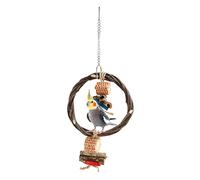 Wooden Bird Swing Perch,Branch Woven Ring Toy,Colorful Parrot Hanging Swing Toy Parrot Toy Boredom Breaker for Budgie Cockatiels Conures Finches Small Parakeets (S)