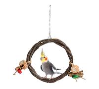 Wooden Bird Swing Perch,Branch Woven Ring Toy,Colorful Parrot Hanging Swing Toy Parrot Toy Boredom Breaker for Budgie Cockatiels Conures Finches Small Parakeets (L)