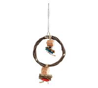 Wooden Bird Swing Perch Colorful Parrot Hanging Toy for Pet Bird Applicable Crowds Wood Corn Cob Bark (Tamaño pequeño (29.9 x 15 x 6.7in))