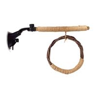 Wooden Bird Toy - 25 x21x6. 7cm Suction Cup Bird Stand, Rope, Log Pole Branch Hanging Ring | Swing Combination, Natural Perch, Stand Toy for Parrot Cage Window Training Play