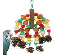 Wooden Bird Toy For Parrots - 30cm Chewable Walnut Pendant, Cage Accessory, Natural Interactive Play Stimulator | Large Parakeet Conure Macaw Cockatoo Grey Africa