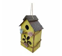 Wooden Birdhouse Rustic Bird House Feeder Ornament With Solid Wood Handcrafted Look And Iron Hook Point Suitable for backyard observing porch hanging, style to 11