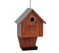 Wooden Birdhouse with Feeder Tray, Wild Bird Shelter with Rope Loop, Pitched Roof, Entry Perch for Garden Tree Setup and Yard Display Birdhouse Bird House Wood Feeder Tray Garden Shelter Yard Tree