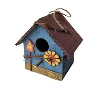 Wooden Birdhouse Wooden Bird Houses for Garden Outdoor Hanging Birdhouses Hand Painted Decorative Robin(Blue)