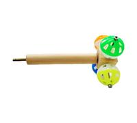 Wooden Birds with Rotating Bell Stand Cage Exercise Toy Conures Parrot Cage Entertainment Activity Toy