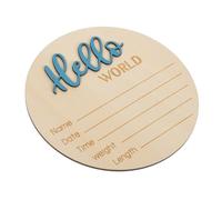 Wooden Birth Announcement Sign Round Blue Wood Name Plaque | Newborn Photo Prop, Simple Delicate Design, Safe Decorative Keepsake for Boys and Girls