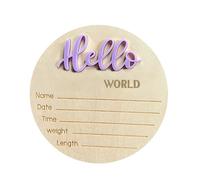 Wooden Birth - Timeless Memory Recording, Circular Cut Ornament, Solid Timber Material Sign, Decorative Wall Accessory Case Plate, Child Welcome Photo Prop | for Nursery Wall