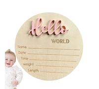 Wooden Birth - Timeless Memory Recording, Circular Cut Ornament, Solid Timber Material Sign, Decorative Wall Accessory Case Plate, Child Welcome Photo Prop | for Nursery Wall